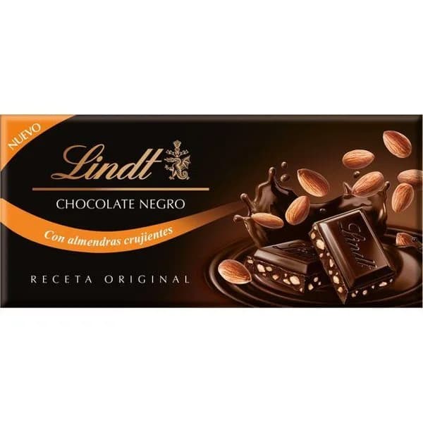 Chocolate negro con almendra crujiente LINDT, tableta 100 g - 1 ud - Imagen del producto en Findit