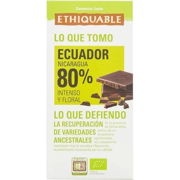 Chocolate negro 80% Ecuador ETHIQUABLE, tableta 100 g - 0.1 kg - Imagen del producto en Findit
