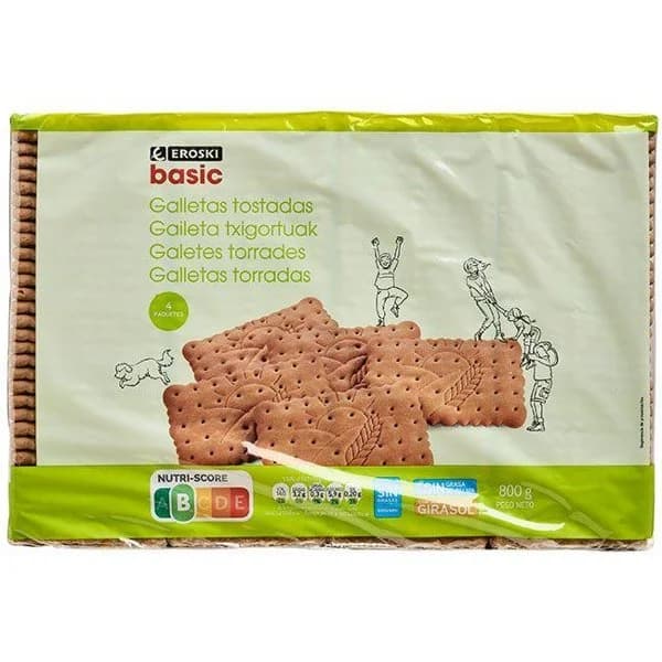 Galleta tostada EROSKI BASIC, pack 4x200 g - 1 ud - Imagen del producto en Findit