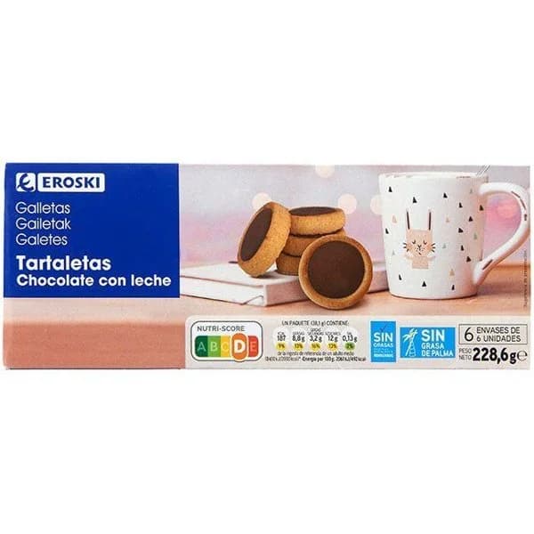 Tartaleta de chocolate sin palma EROSKI, caja 228,6 g - 1 ud - Imagen del producto en Findit