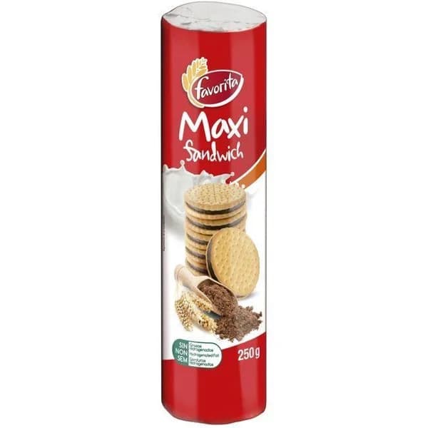 Galleta rellena de chocolate FAVORITA, paquete 250 g - 1 ud - Imagen del producto en Findit