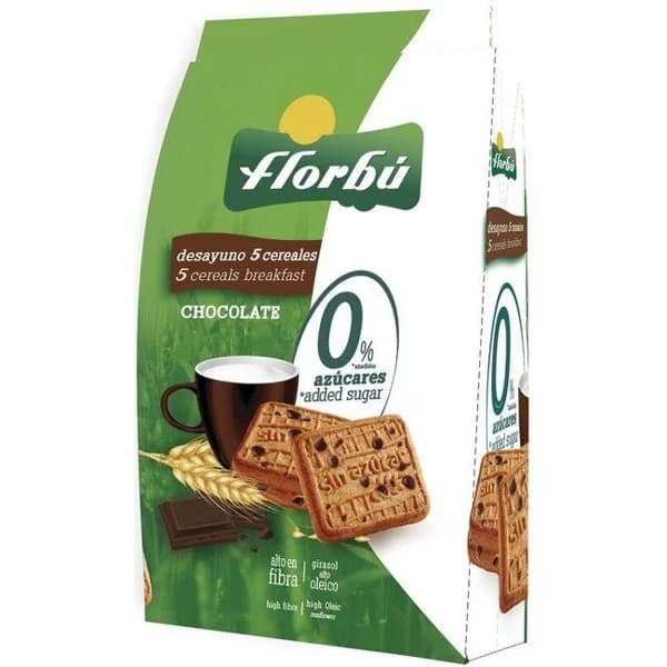 Desayunos chocolate sin azúcar FLORBU, paquete 340 g - 1 ud - Imagen del producto en Findit