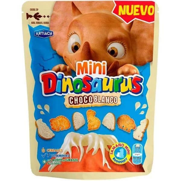 Dinosaurus mini chocolate blanco ARTIACH, bolsa 120 g - 1 ud - Imagen del producto en Findit