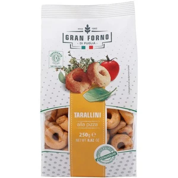 Taralli sabor pizza GRAN FORNO DI PUGLIA, bolsa 250 g - 1 ud - Imagen del producto en Findit