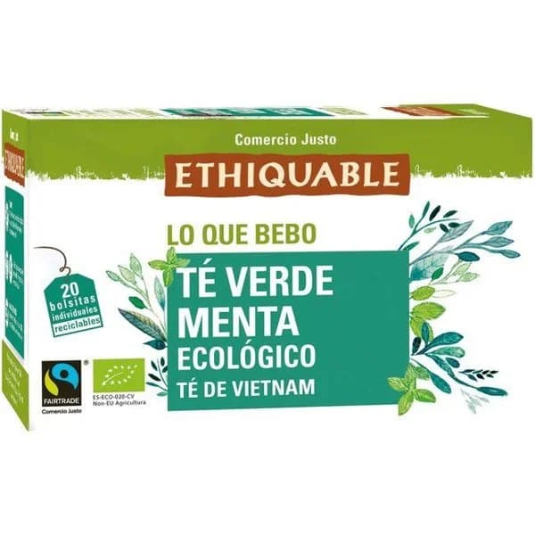 Té verde con menta bio ETHIQUABLE, caja 20 sobres - 1 ud - Imagen del producto en Findit