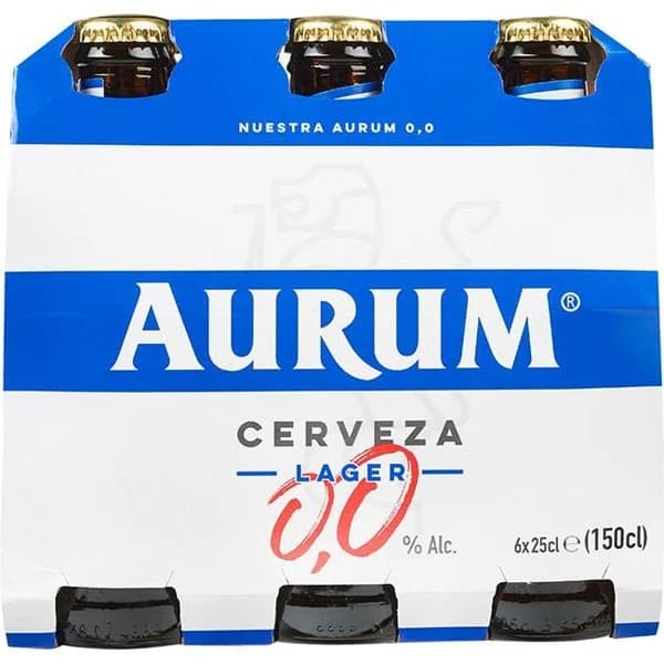 Cerveza sin alcohol 0,0% AURUM, pack botellín 6x25 cl - 1 ud - Imagen del producto en Findit
