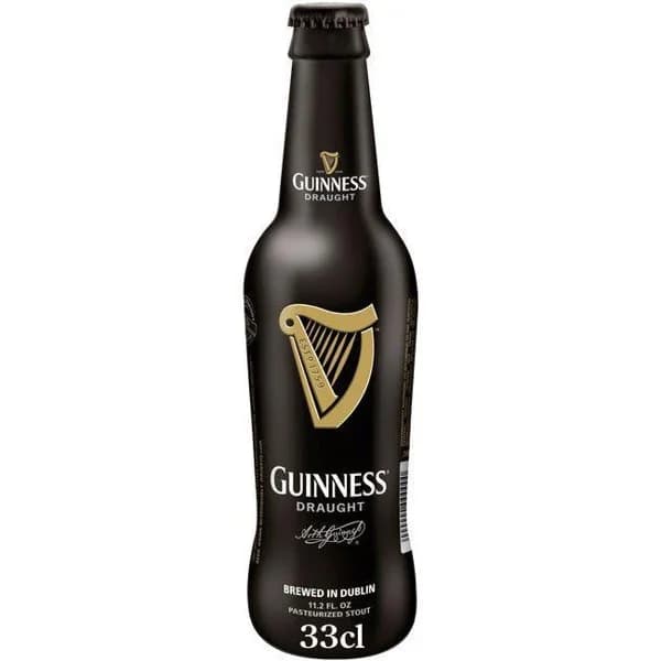 Cerveza irlandesa negra GUINESS Draught, botellín 33 cl - 1 ud - Imagen del producto en Findit