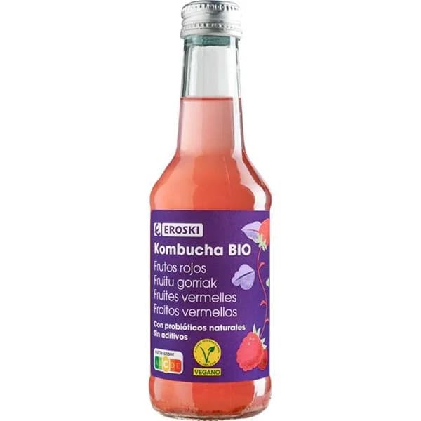 Kombucha de frutos rojos EROSKI, botella 250 ml - 1 ud - Imagen del producto en Findit