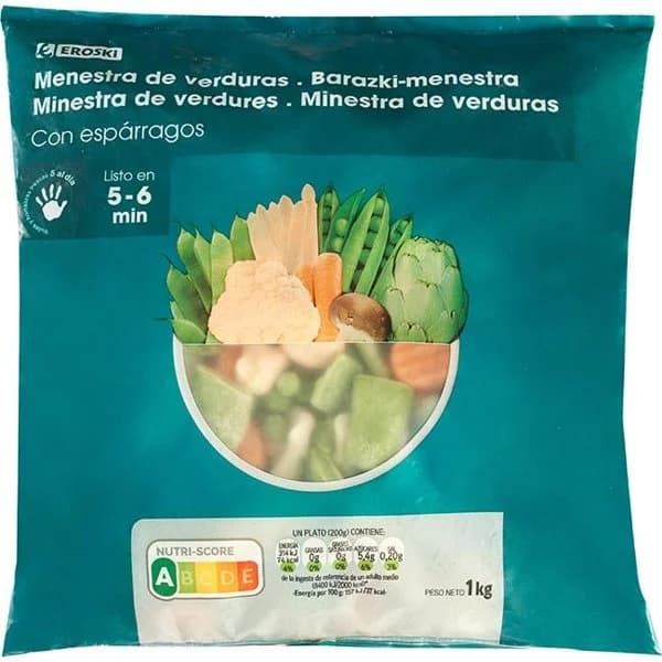 Menestra con espárragos EROSKI, bolsa 1 kg - 1 ud - Imagen del producto en Findit