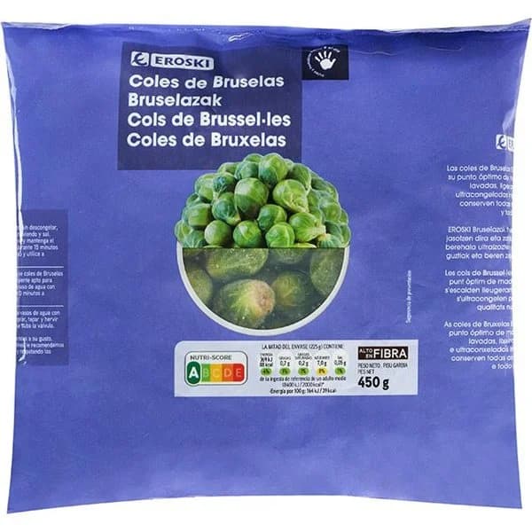 Coles de Bruselas EROSKI, bolsa 450 g - 1 ud - Imagen del producto en Findit