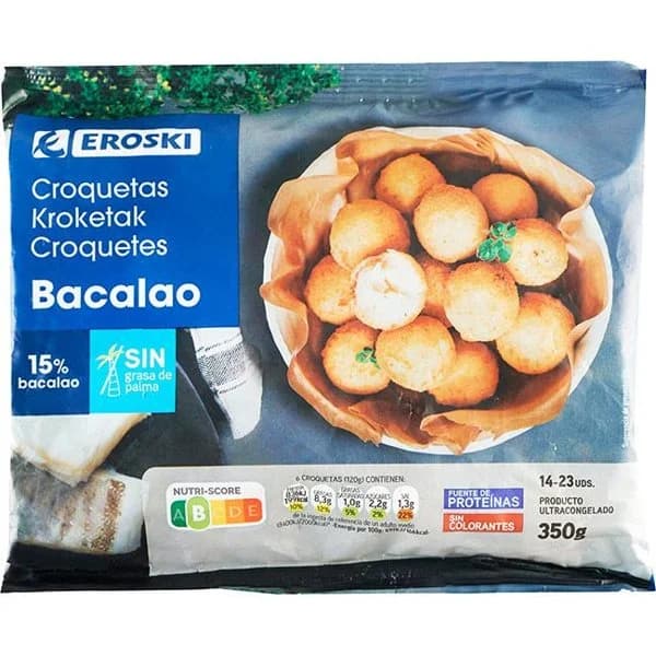 Croquetas de bacalao EROSKI, bolsa 350 g - 1 ud - Imagen del producto en Findit
