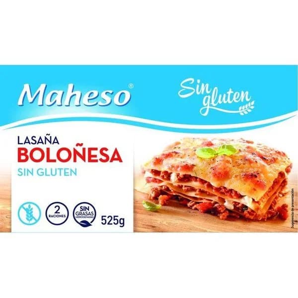 Lasaña de carne sin gluten MAHESO, caja 525 g - 1 ud - Imagen del producto en Findit