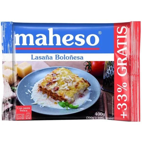 Lasaña de carne MAHESO, bandeja 400 g - 1 ud - Imagen del producto en Findit
