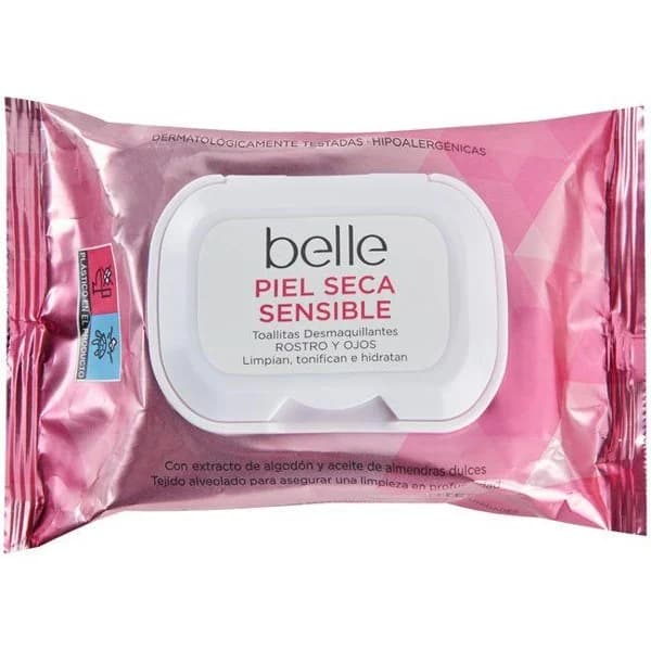 Toallitas desmaq. piel seca-sensible belle, paquete 25 uds - 25 ud - Imagen del producto en Findit