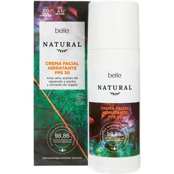 Crema facial protectora solar FPS30 BELLE NATURAL, bote 50 ml - 1 ud - Imagen del producto en Findit