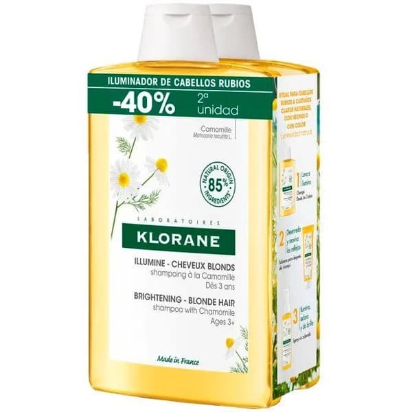 Duplo champú camomila 2ª al -40% KLORANE, pack 2x400 ml - 0.8 l - Imagen del producto en Findit