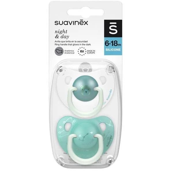 Chupete noche tetina silicona 6-18 m SUAVINEX, pack 2 uds - 1 ud - Imagen del producto en Findit