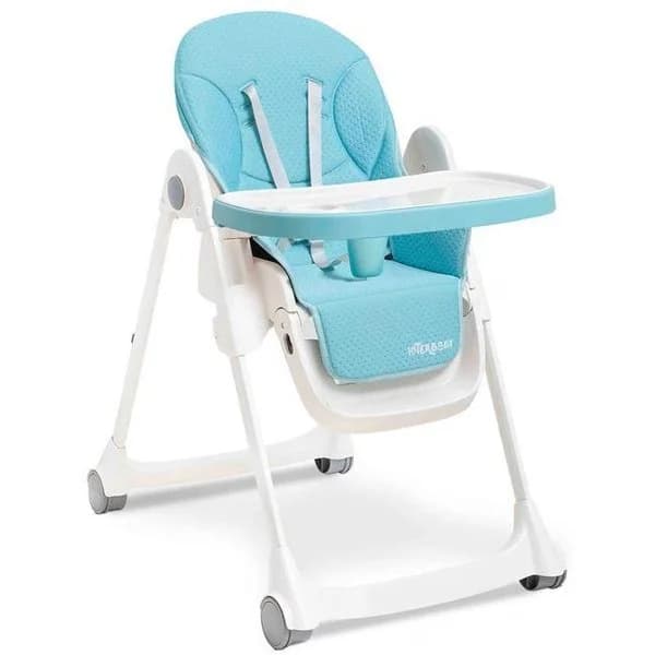 Trona 7 plegable verde INTERBABY Fácil plegado con dos clicks. Respaldo con 3 posiciones de reclinación y regulable en 5 alturas. Bandeja con tapa extraible apta para el lavavajillas. 4 ruedas para una mejor movilidad. Tejido acolchado y de fácil limpieza. - 1 ud - Imagen del producto en Findit