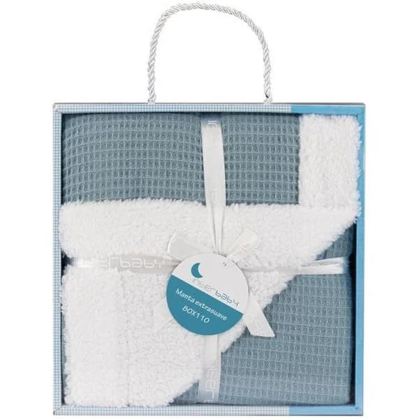 Manta nido de abeja petroleo +borreguillo, extrasuave, 80x110cm INTERBABY, 1 ud - 1 ud - Imagen del producto en Findit