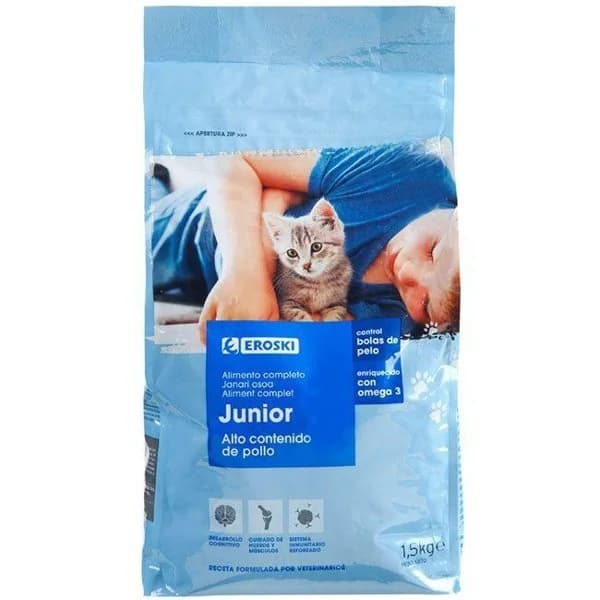 Alimento para gatitos EROSKI, saco 1,5 kg - 1 ud - Imagen del producto en Findit