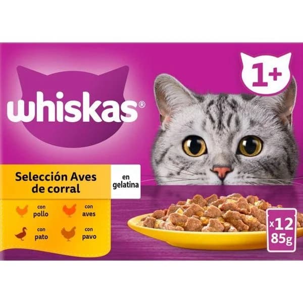Alimento para gato gelatina de aves WHISKAS, pack 12x85 g - 1 ud - Imagen del producto en Findit