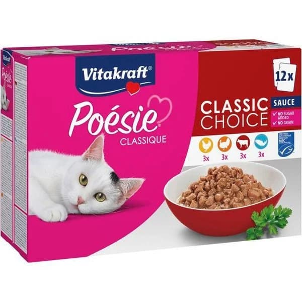 Sobres de ave con gelatina para gato POESIE, pack 12x85 g - 1 ud - Imagen del producto en Findit