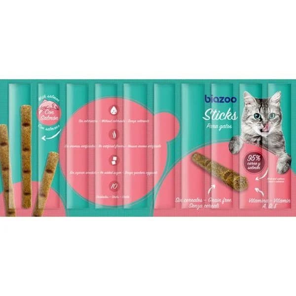 Sticks gato salmon BIOZOO, bolsa 50 g - 1 ud - Imagen del producto en Findit