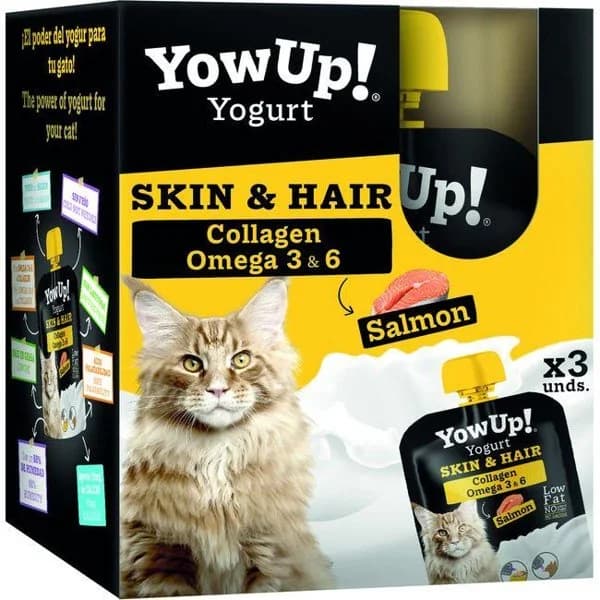 Yogurt de salmón skin&hair para gato YOWUP, pack 3x85 g - 1 ud - Imagen del producto en Findit
