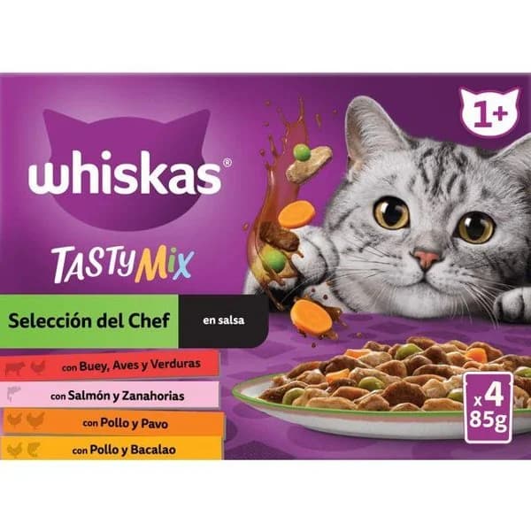 Alimento chef selección para gato WHISKAS, pack 12x85 g - 1 ud - Imagen del producto en Findit