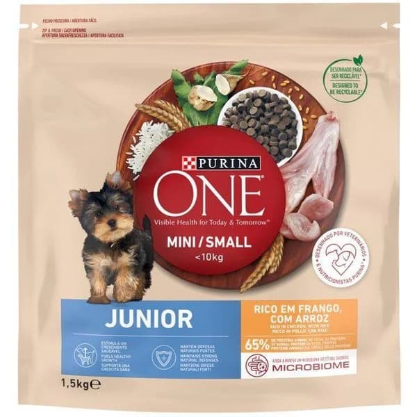 Alimento de pollo y arroz para perro junior ONE, bolsa 1,5 kg - 1 ud - Imagen del producto en Findit