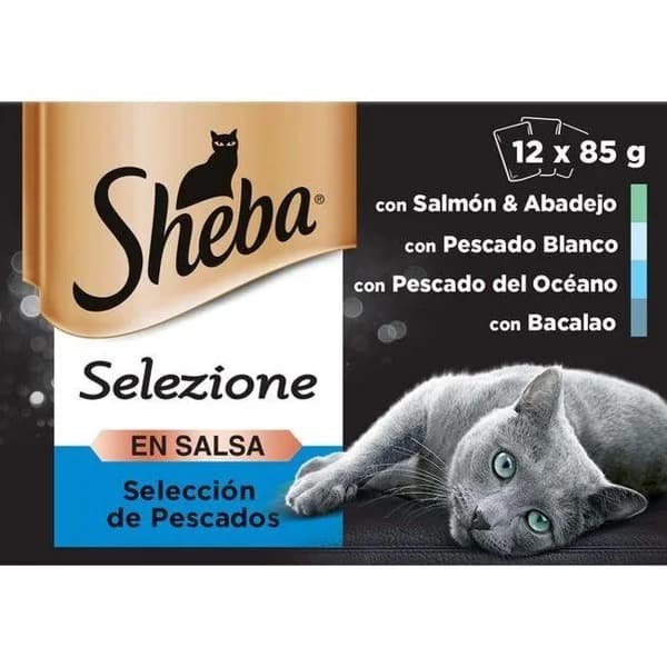 Delicatezze de pescado en salsa para gato SHEBA, pack 12x85 g - 1 ud - Imagen del producto en Findit