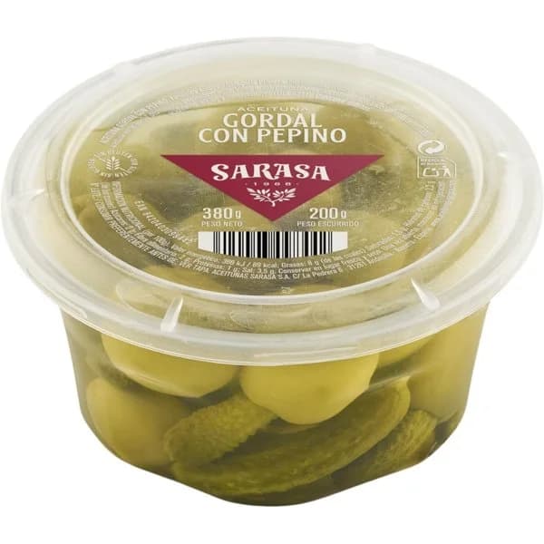 Aceituna gordal con pepino SARASA, tarrina 200 g - 1 ud - Imagen del producto en Findit