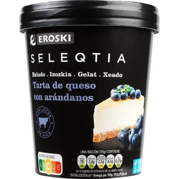 Helado de tarta de queso con arándanos SELEQTIA, tarrina 390 g - 1 ud - Imagen del producto en Findit
