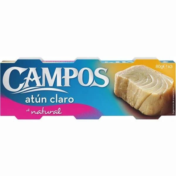 Atún claro natural CAMPOS, pack 3x56 g - 1 ud - Imagen del producto en Findit