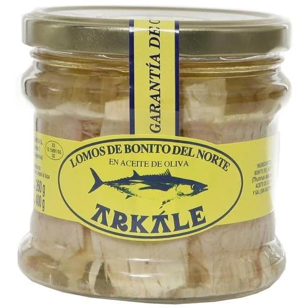 Lomo de bonito en aceite de oliva ARKALE, frasco 400 g - 1 ud - Imagen del producto en Findit