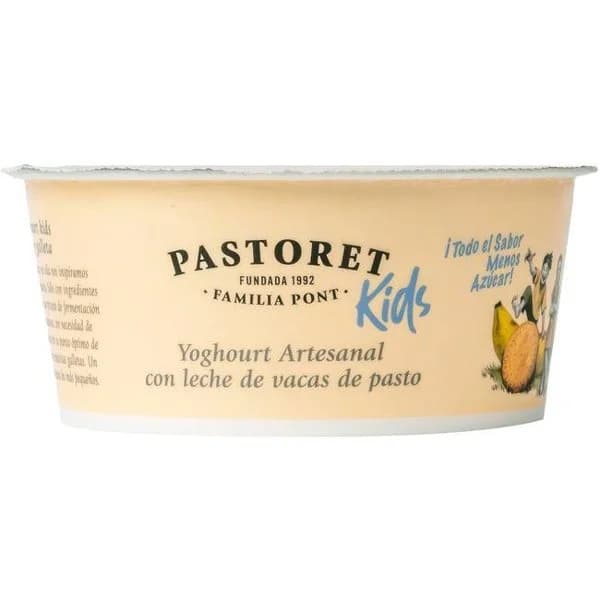 Yogur infantil con plátano&galleta PASTORET, tarrina 125 g - 1 ud - Imagen del producto en Findit