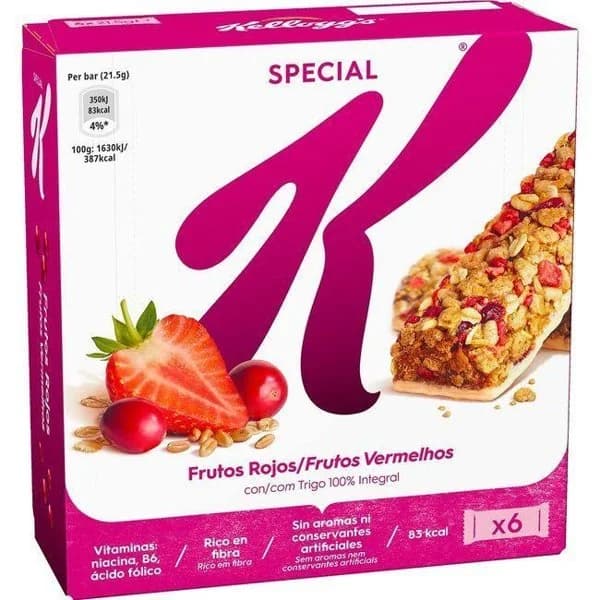 Barritas de frutas rojas KELLOGG`S Special K, 6 uds., caja 129 g - 1 ud - Imagen del producto en Findit
