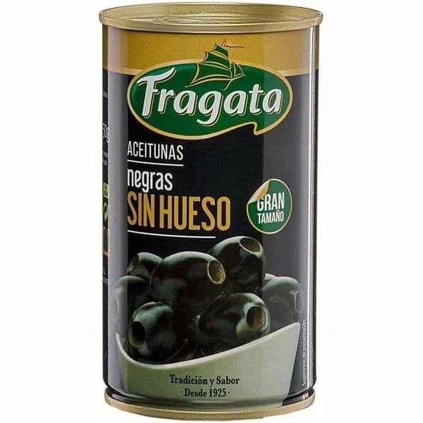Aceitunas negras sin hueso FRAGATA, lata 150 g - 1 ud - Imagen del producto en Findit