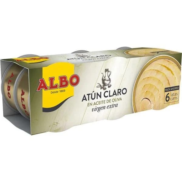 Atún claro en aceite de oliva virgen ALBO, pack 6x65 g - 1 ud - Imagen del producto en Findit