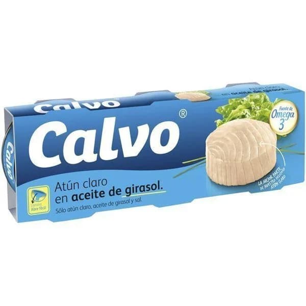Atún claro en aceite de girasol CALVO, pack 3x115 g - 1 ud - Imagen del producto en Findit