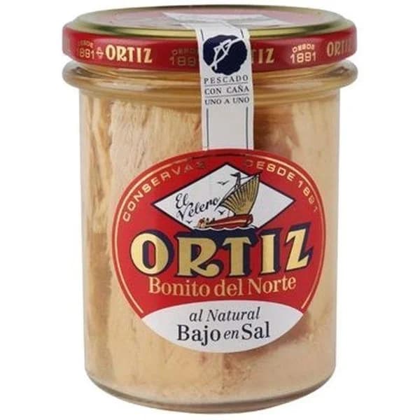 Bonito del Norte al natural bajo en sal ORTIZ, frasco 150 g - 1 ud - Imagen del producto en Findit
