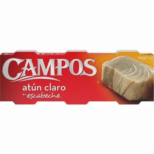 Atún claro en escabeche CAMPOS, pack 3x80 g - 1 ud - Imagen del producto en Findit