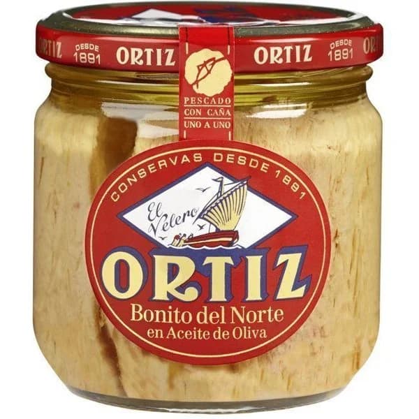 Bonito del Norte en aceite de oliva ORTIZ, frasco 270 g - 1 ud - Imagen del producto en Findit