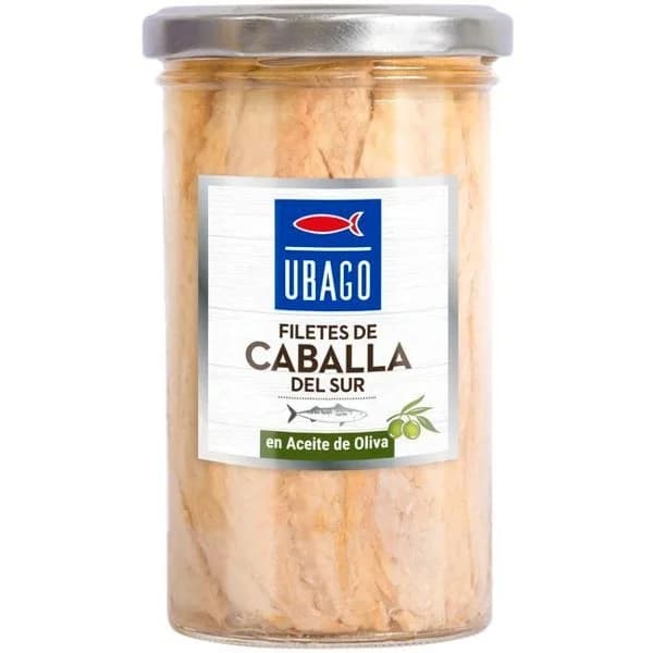 Caballa del sur en aceite de oliva UBAGO, frasco 150 g - 1 ud - Imagen del producto en Findit