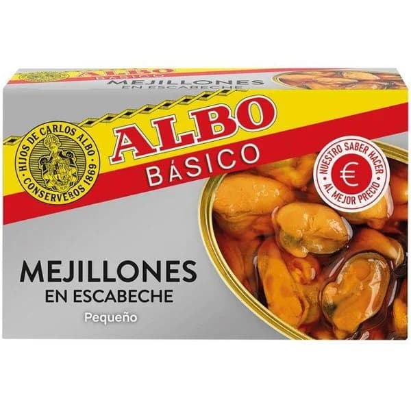 Mejillón pequeño en escabeche ALBO, lata 115 g - 1 ud - Imagen del producto en Findit