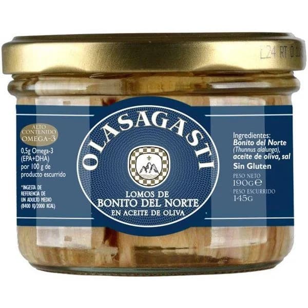Lomos de bonito en aceite de oliva OLASAGASTI, frasco 200 g - 1 ud - Imagen del producto en Findit