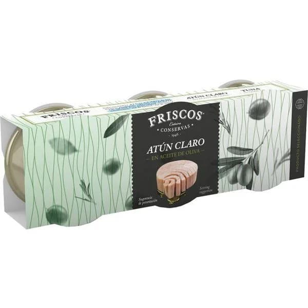Atún claro en aceite de oliva FRISCOS, pack 3x80 g - 1 ud - Imagen del producto en Findit