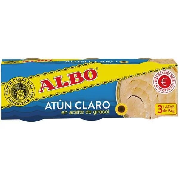 Atún claro en aceite de girasol ALBO, pack 3x92 g - 1 ud - Imagen del producto en Findit