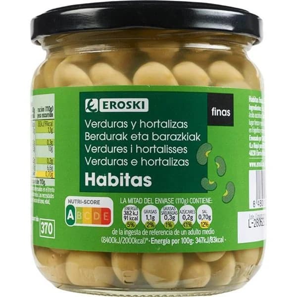 Habitas al natural EROSKI, frasco 220 g - 1 ud - Imagen del producto en Findit