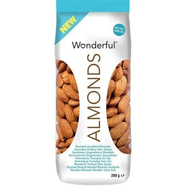 Almendras tostadas sin sal WONDERFUL, bolsa 200 g - 1 ud - Imagen del producto en Findit